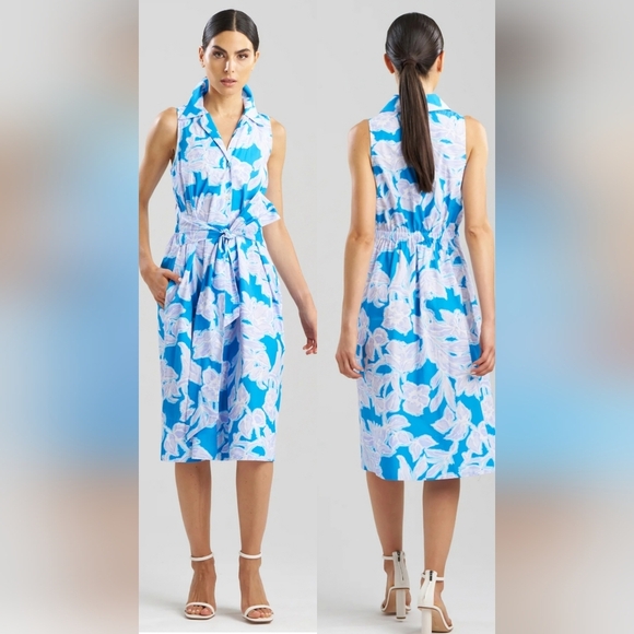 NWT Natori Misty Floral Cotton Halter Shirt Dress ~ Size Large - Picture 1 of 10